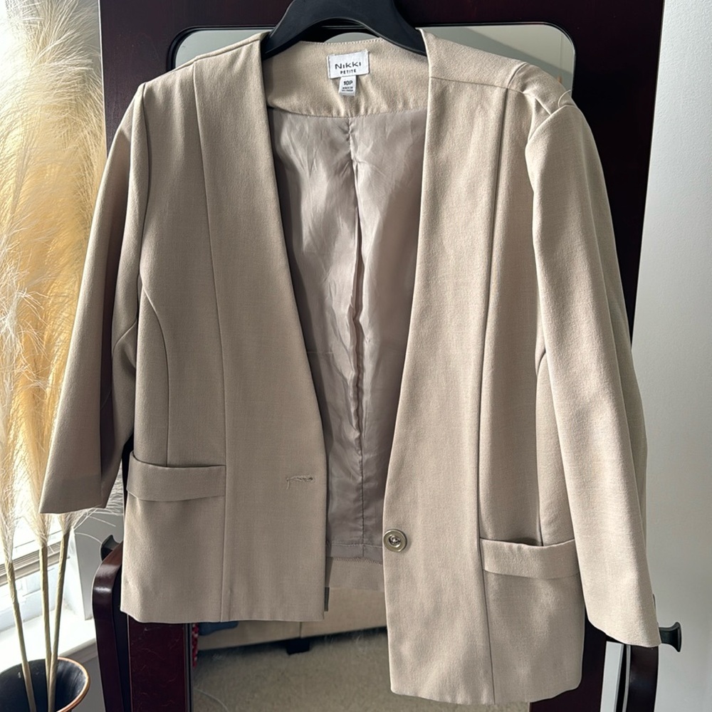 Elbow Length Khaki Blazer (10P)